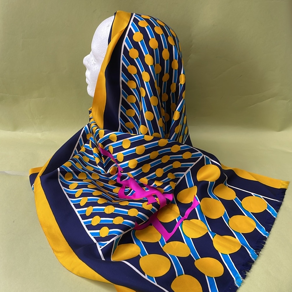 New vintage 70’s multicolored Yves Saint Laurent large silk scarf - Picture 3 of 7